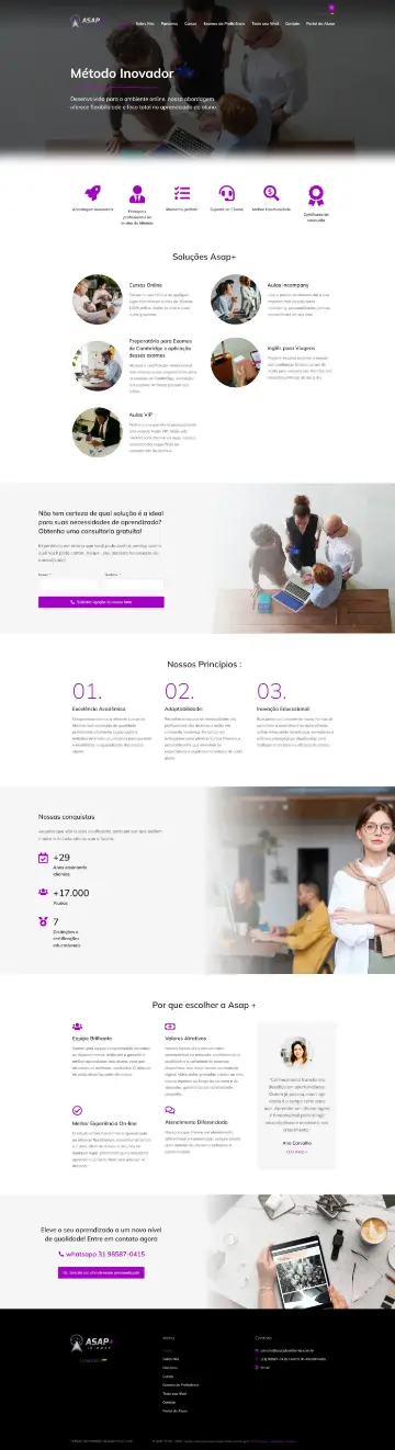 Site ASAP Plus Idiomas desenvolvido pela Sites Goiânia